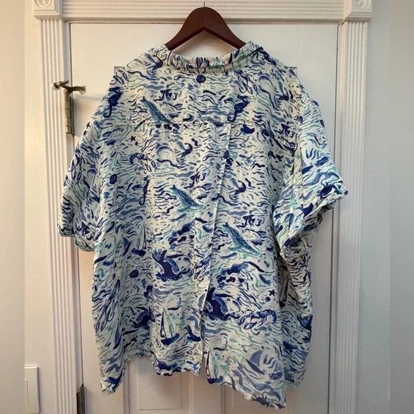 Maeve Blue and White Swirl Top - Picture 4 of 5